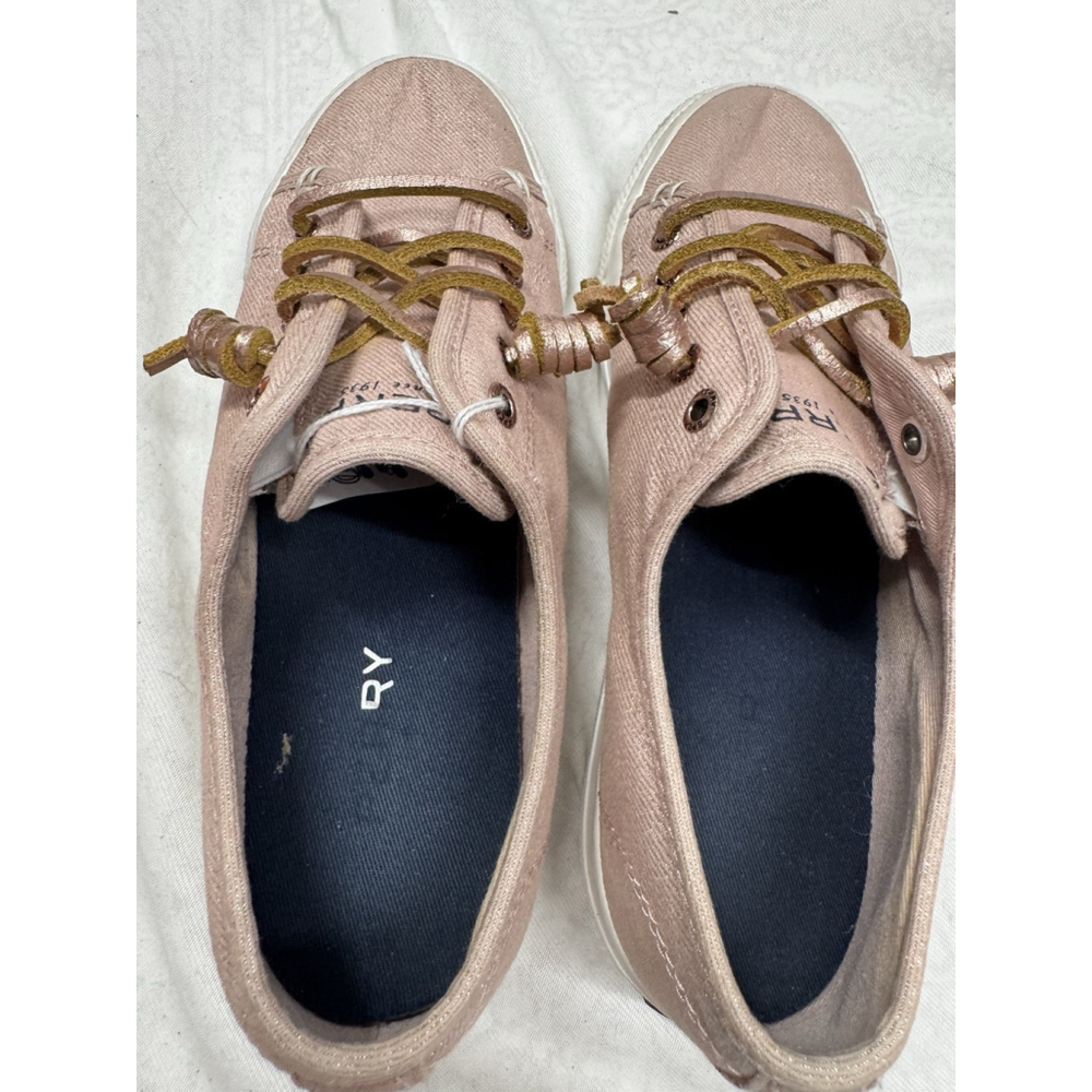 Sperry Womens Sz 6M Sky Sail Rose Metallic Platform Twill Sneakers Slip Ons Prom - Picture 10 of 14